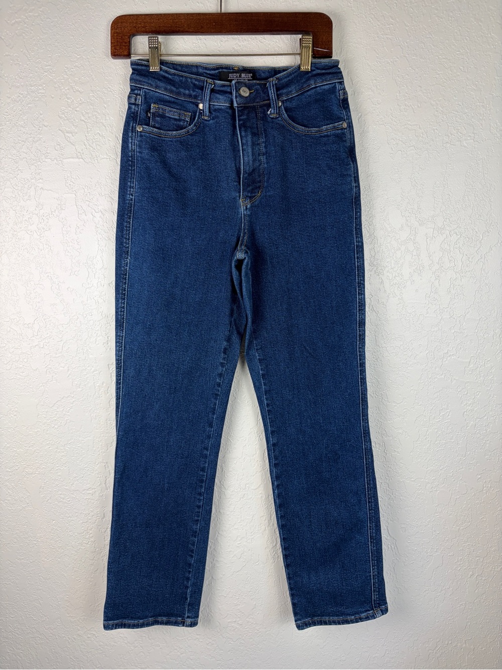 Judy Blue Womens High Waist Straight Legs Jeans Sz 5/27 Tummy Control Dark Wash